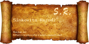 Sinkovits Rezső névjegykártya